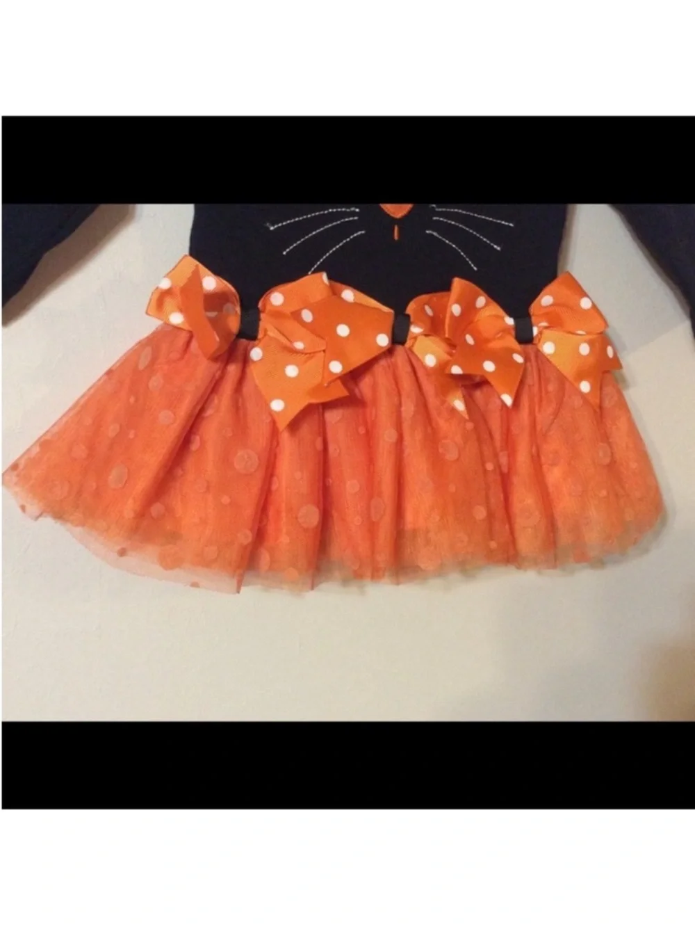 RARE EDITIONS Cute Black And Orange Appliqué Cat HALLOWEEN Tutu Costume Dress
